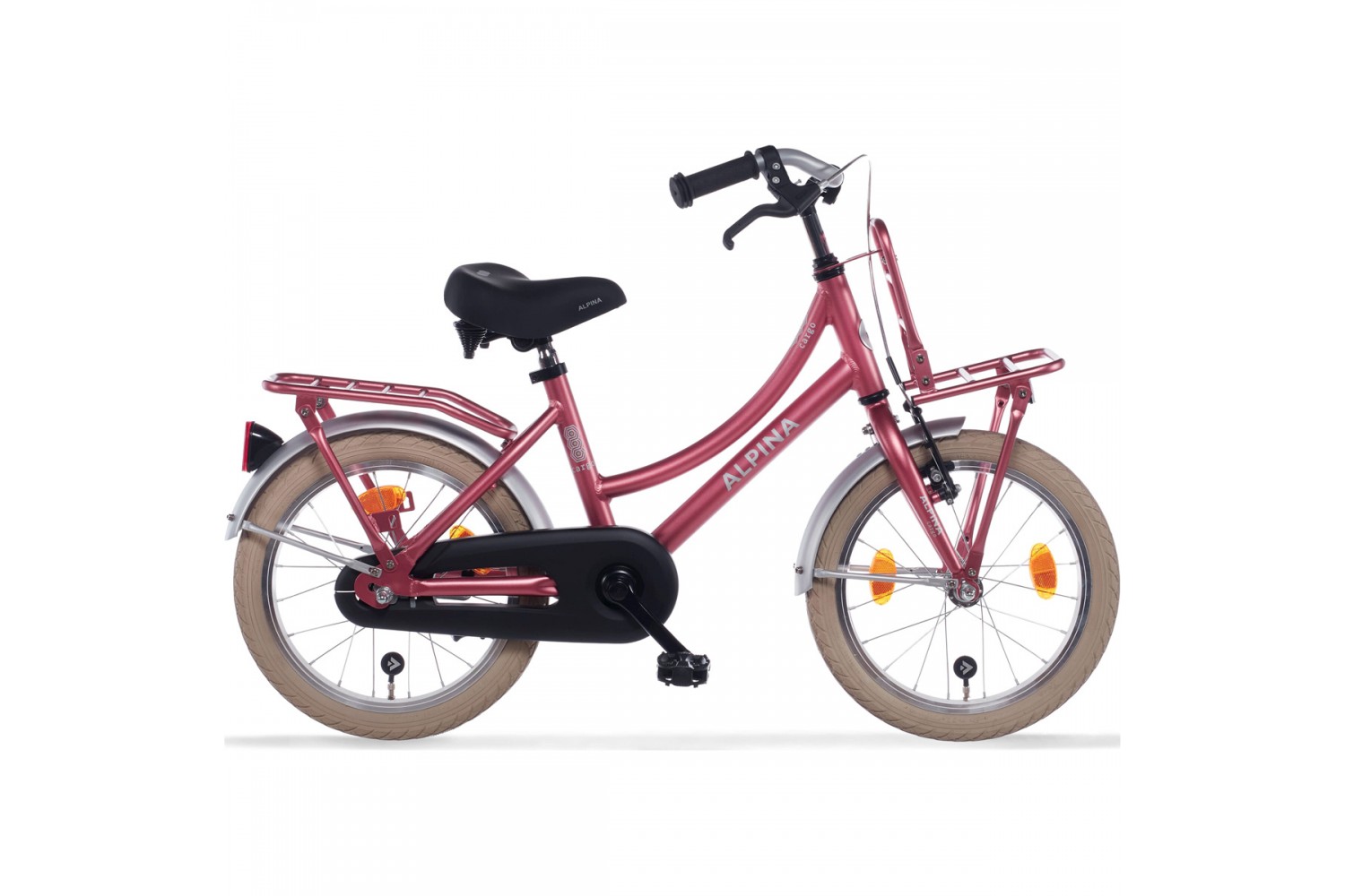 Alpina Cargo Hollandcykel 16 tommer Piger Bær Rød Matt Alpina Cargo Hollandcykel 16 tommer Piger Bær Rød Matt