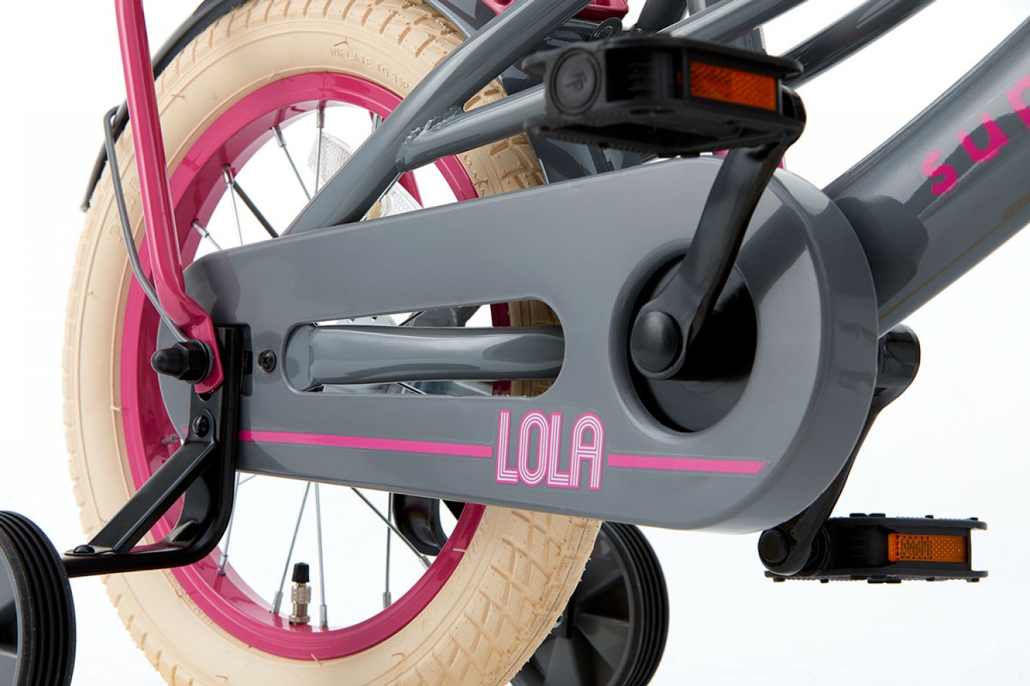 Supersuper Lola Børnecykel 14 tommer Piger Grå Lyserød Supersuper Lola Børnecykel 14 tommer Piger Grå Lyserød