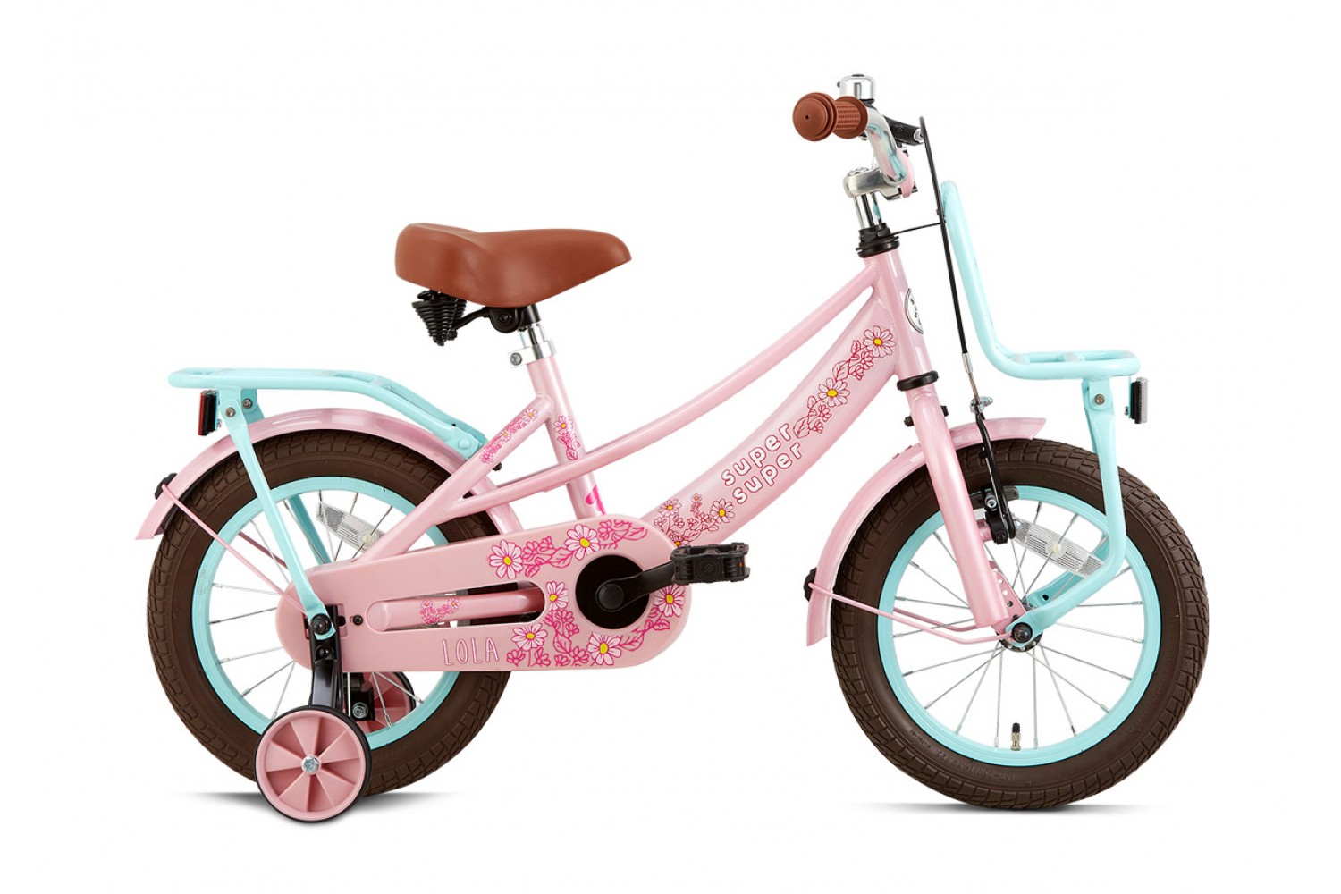 Supersuper Lola Børnecykel 14 tommer Piger Pink Turkis Supersuper Lola Børnecykel 14 tommer Piger Pink-Turkis