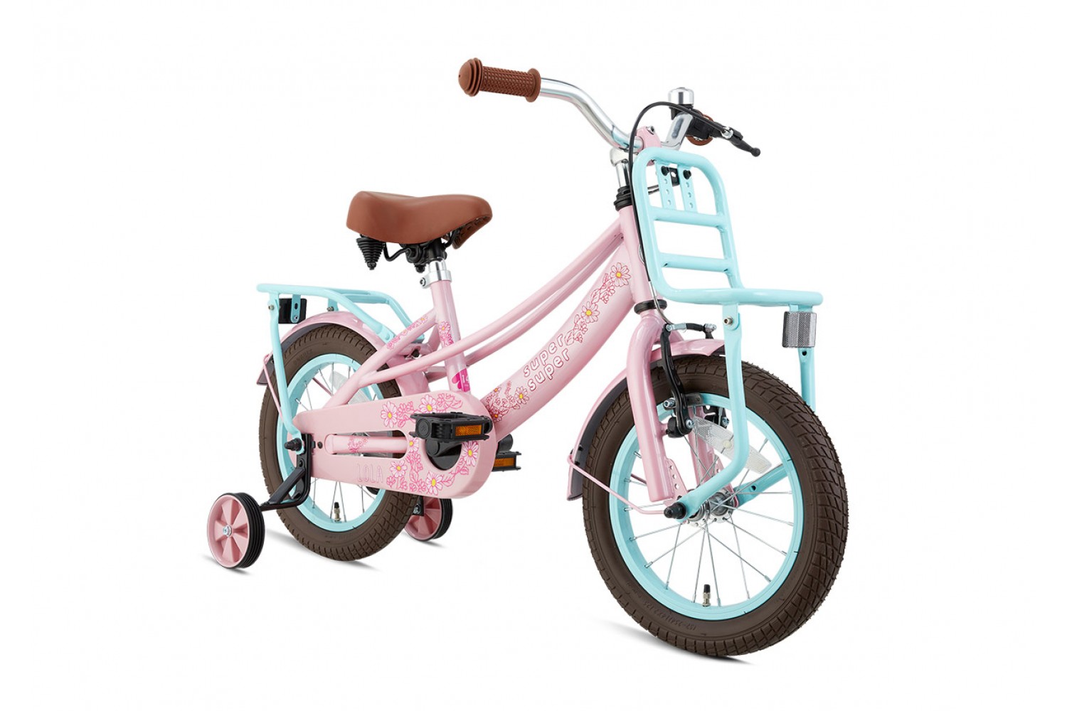 Supersuper Lola Børnecykel 14 tommer Piger Pink Turkis Supersuper Lola Børnecykel 14 tommer Piger Pink-Turkis