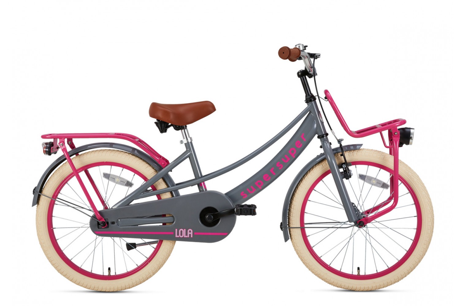 Supersuper Lola Børnecykel 20 tommer Piger Grå-Rosa