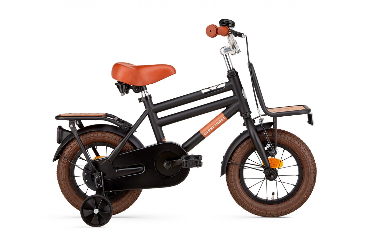 Supersuper Cooper Bamboo Børnecykel 12 tommer Drenge Matt Black Supersuper Cooper Bamboo 12 tommer Børnecykel Drenge Mat Sort