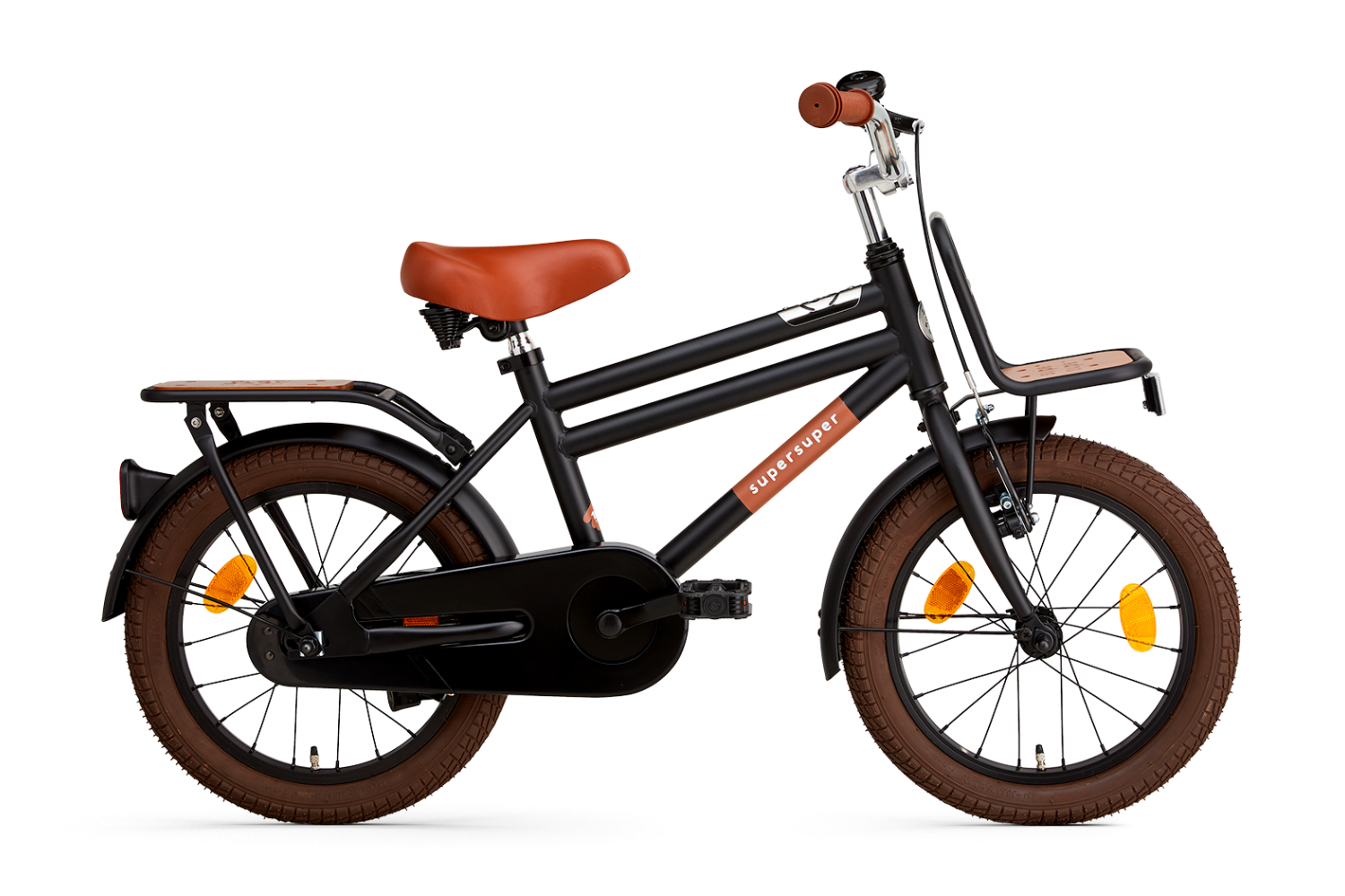 Supersuper Cooper Bamboo børnecykel 16-tommer drenge Matt Black Supersuper Cooper Bamboo 16 tommer Børnecykel Drenge Mat Sort