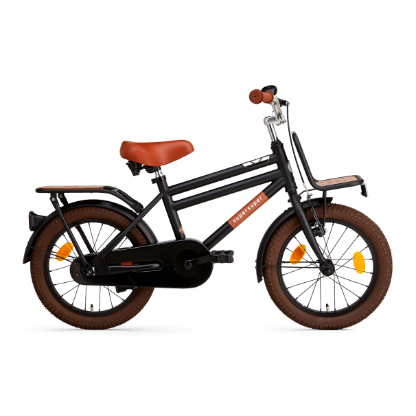 Supersuper Cooper Bamboo Børnecykel 16 tommer Drenge Mat Sort