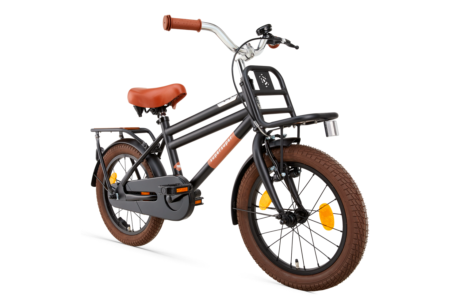 Supersuper Cooper Bamboo børnecykel 16-tommer drenge Matt Black Supersuper Cooper Bamboo 16 tommer Børnecykel Drenge Mat Sort