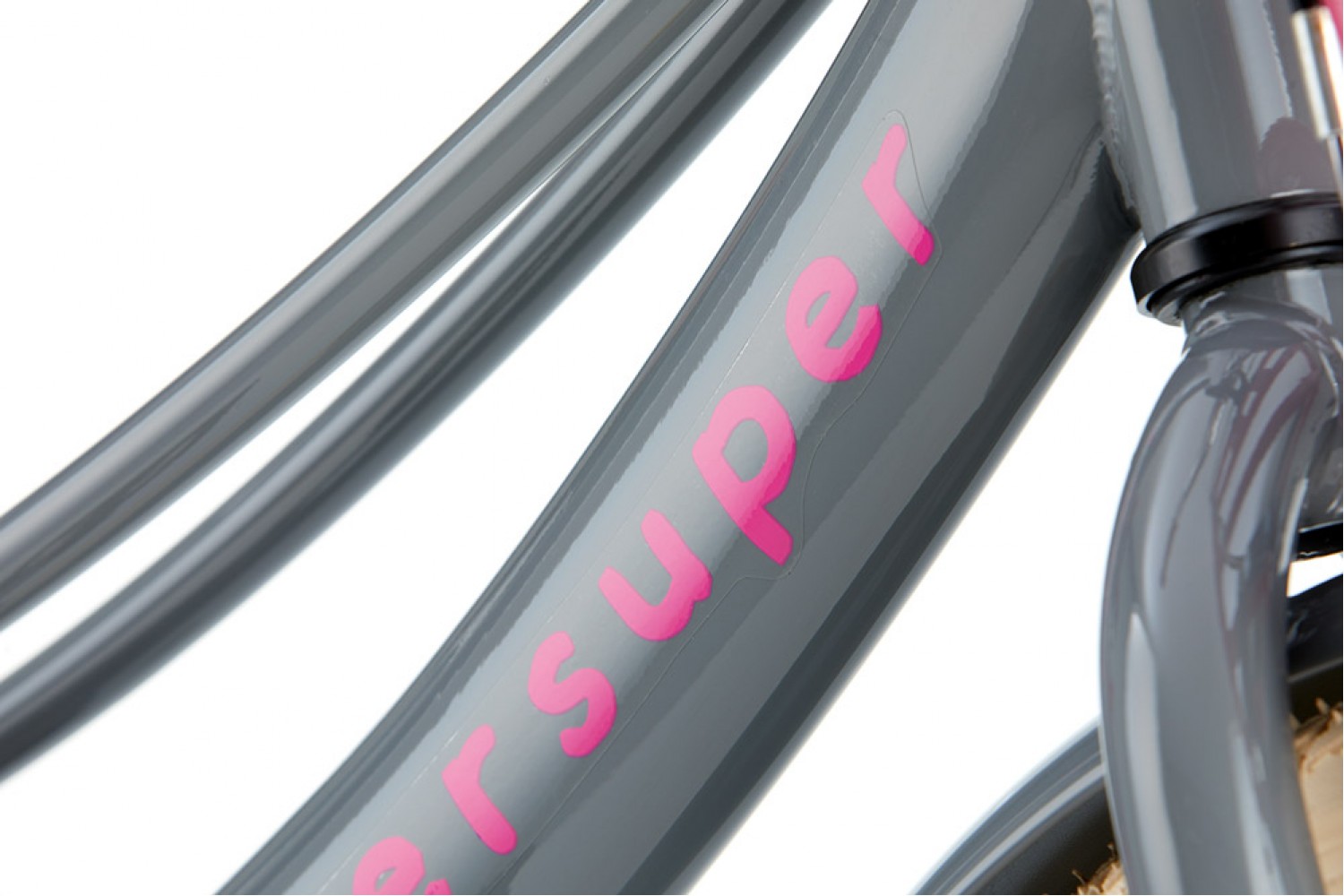 Supersuper Lola Børnecykel 16 tommer Piger Grå Lyserød Supersuper Lola Børnecykel 16 tommer Piger Grå Lyserød