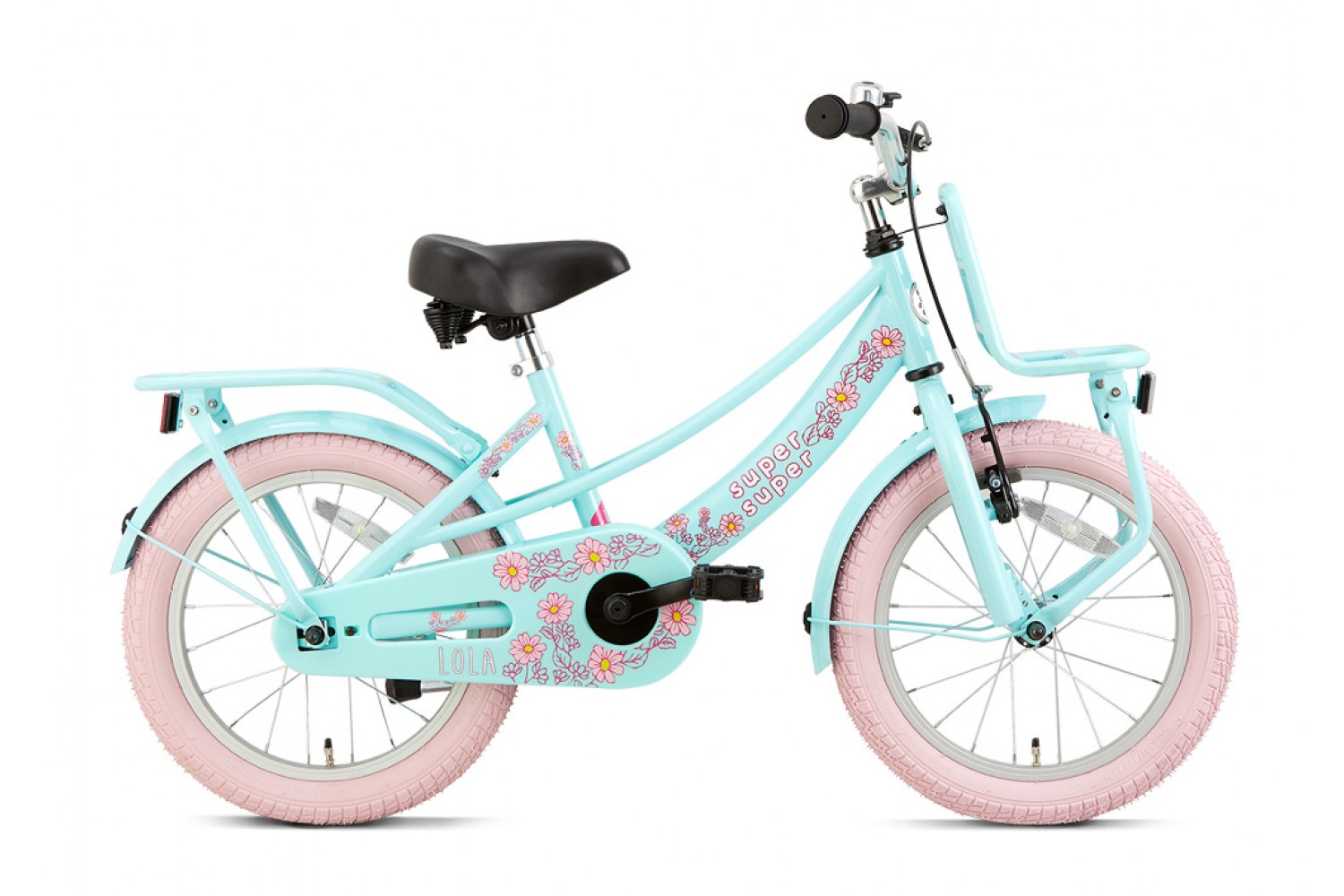 Supersuper Lola Børnecykel 16 tommer Piger Mint Pink Supersuper Lola Børnecykel 16 tommer Piger Mint-Rosa