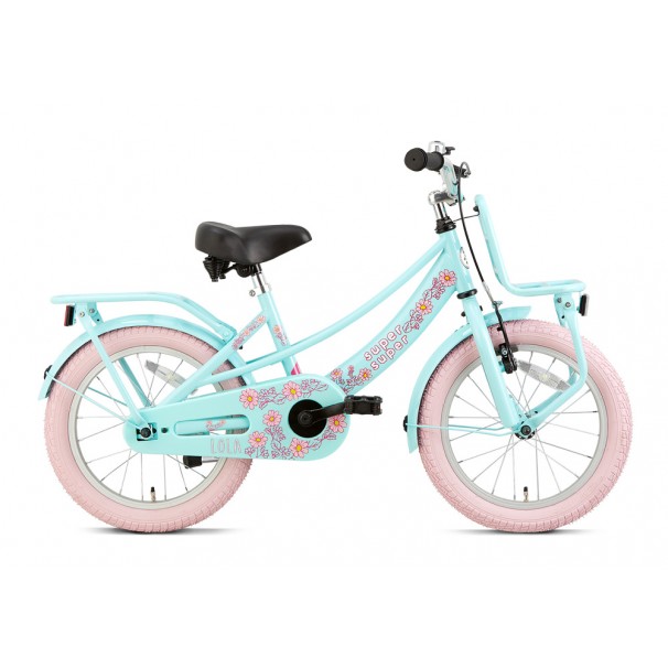 Supersuper Lola Børnecykel 16 tommer Piger Mint-Rosa
