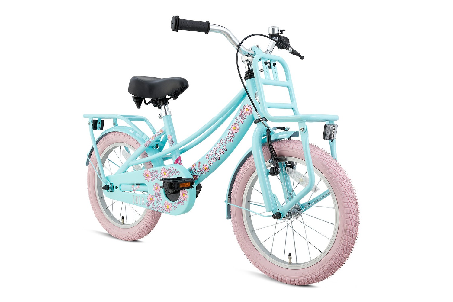 Supersuper Lola Børnecykel 16 tommer Piger Mint Pink Supersuper Lola Børnecykel 16 tommer Piger Mint-Rosa