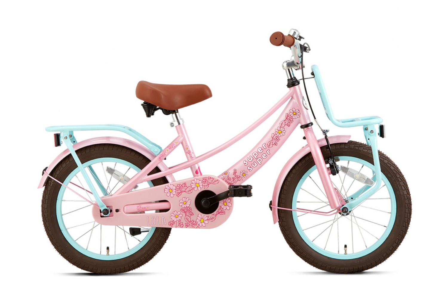 Supersuper Lola Børnecykel 16 tommer Piger Pink Turkis Supersuper Lola Børnecykel 16 tommer Piger Pink-Turkis