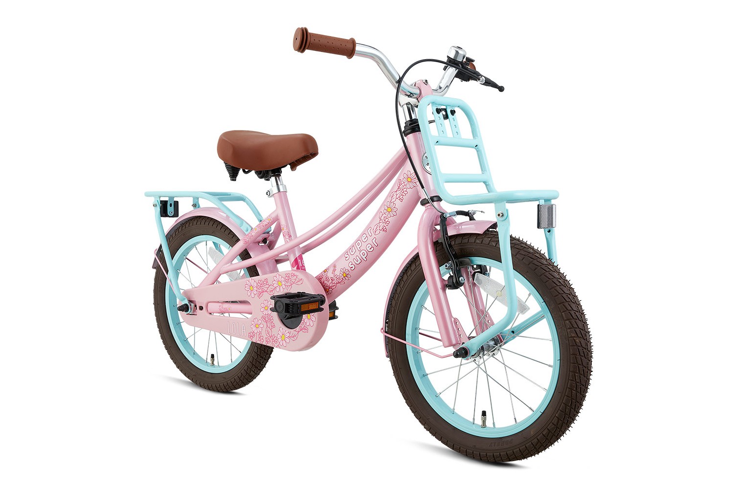 Supersuper Lola Børnecykel 16 tommer Piger Pink Turkis Supersuper Lola Børnecykel 16 tommer Piger Pink-Turkis