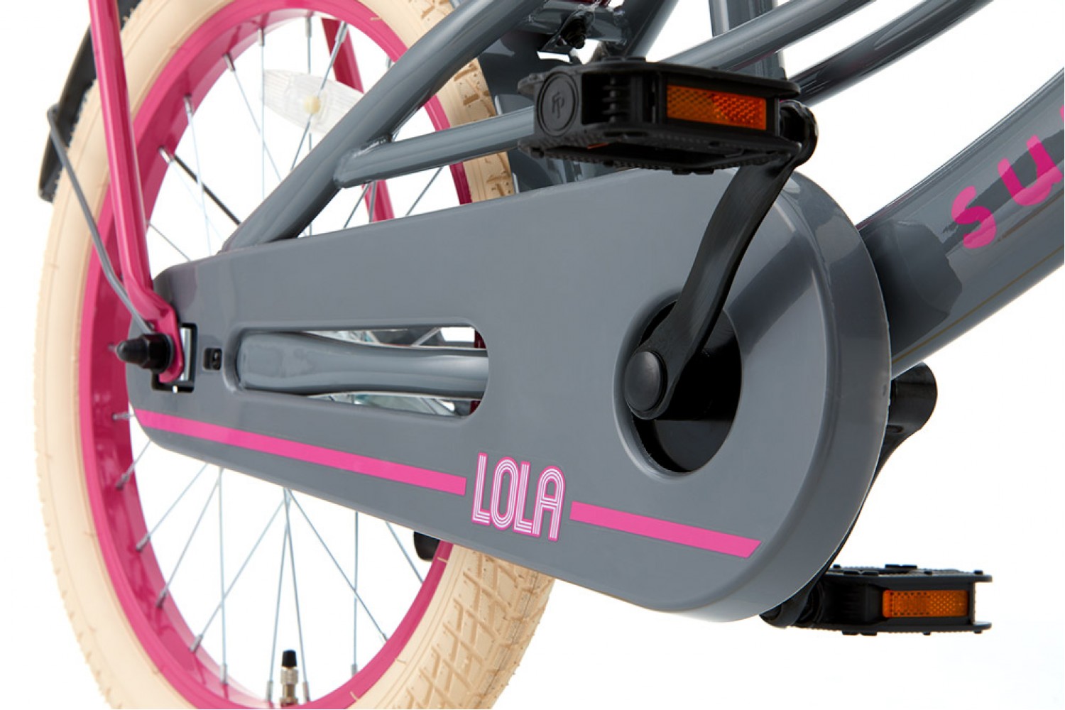 Supersuper Lola Pigecykel 18 tommer Grå Lyserød Supersuper Lola Børnecykel 18 tommer Piger Grå Lyserød